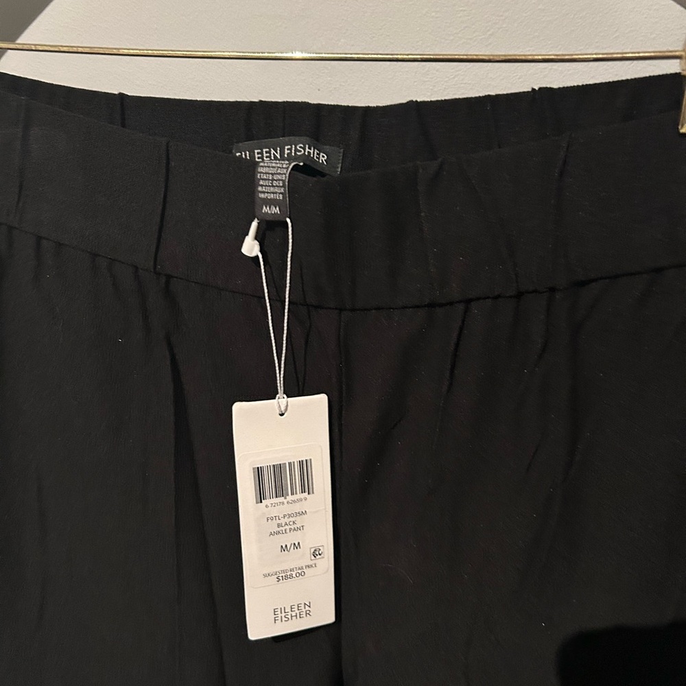 NWT Eileen Fisher Size Medium black ankle pant - Picture 2 of 9